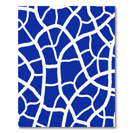 Deep Blue Organic Network Weave Rug