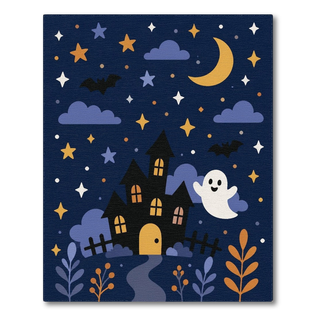 Spooky Ghost Haunted House Kids Cartoon Area Rug
