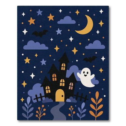 Spooky Ghost Haunted House Kids Cartoon Area Rug
