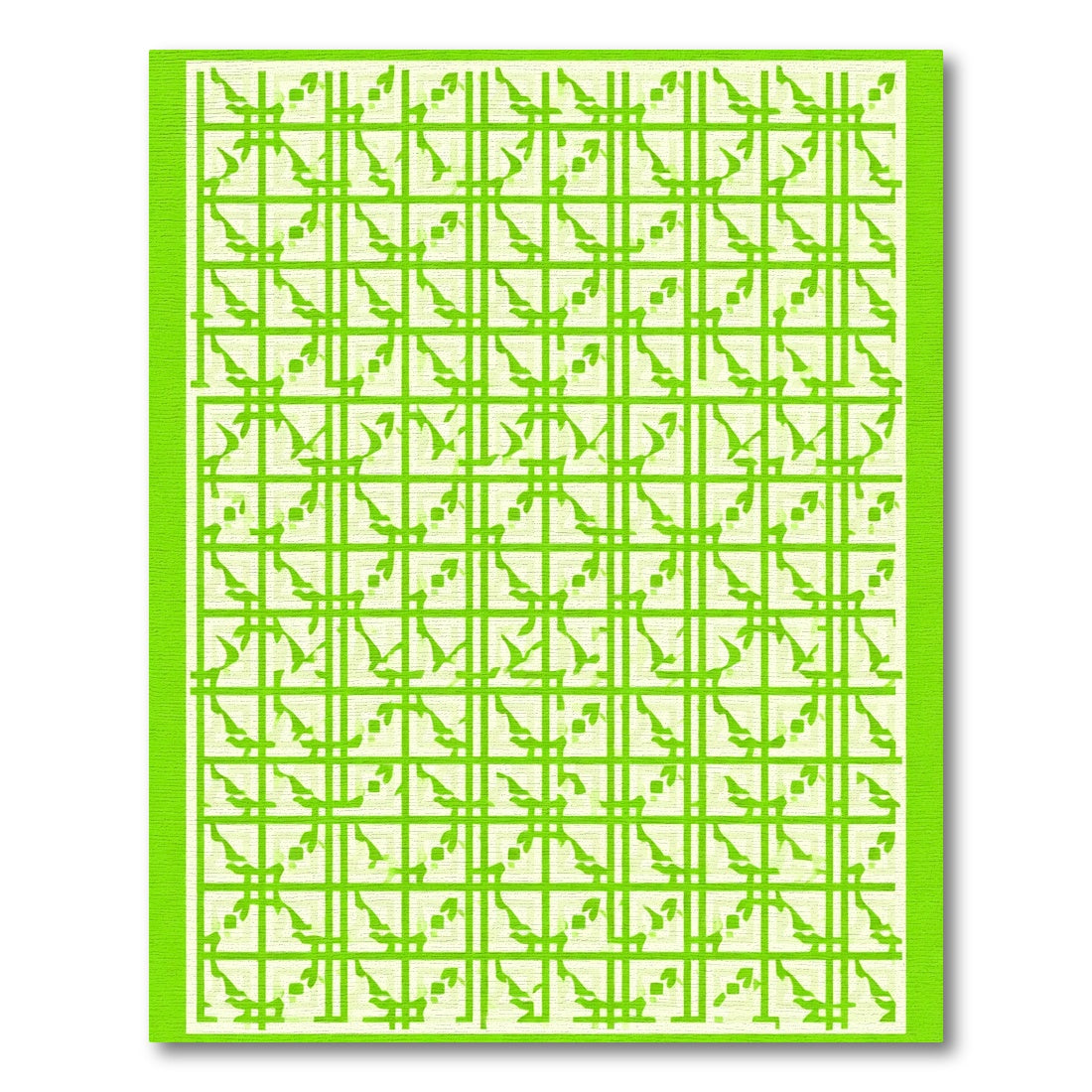 Bright Green Interlocking Square Lattice Rug