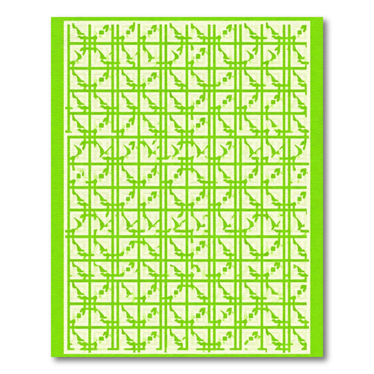 Bright Green Interlocking Square Lattice Rug