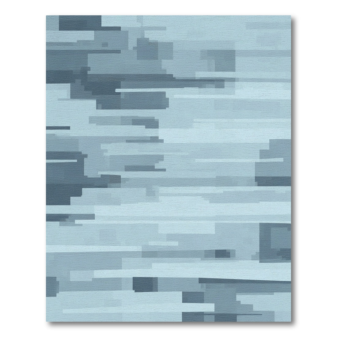 Muted Blue Horizontal Block Layered Rug