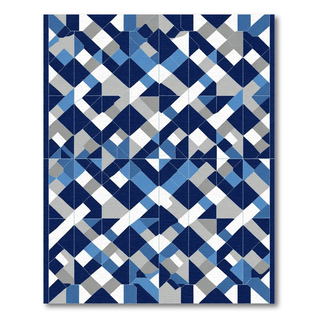 Abstract Geometric Blue Diamond Rug