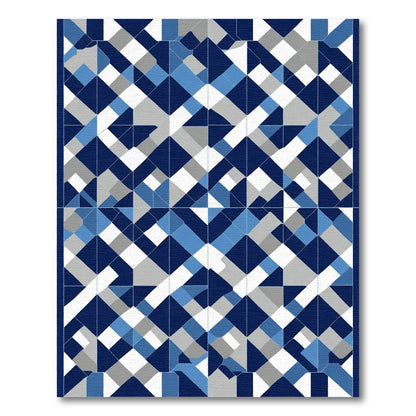 Abstract Geometric Blue Diamond Rug