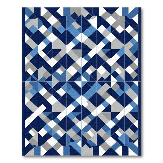 Abstract Geometric Blue Diamond Rug