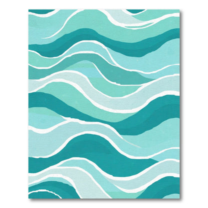 Aqua Teal Serene Wave Strokes Rug