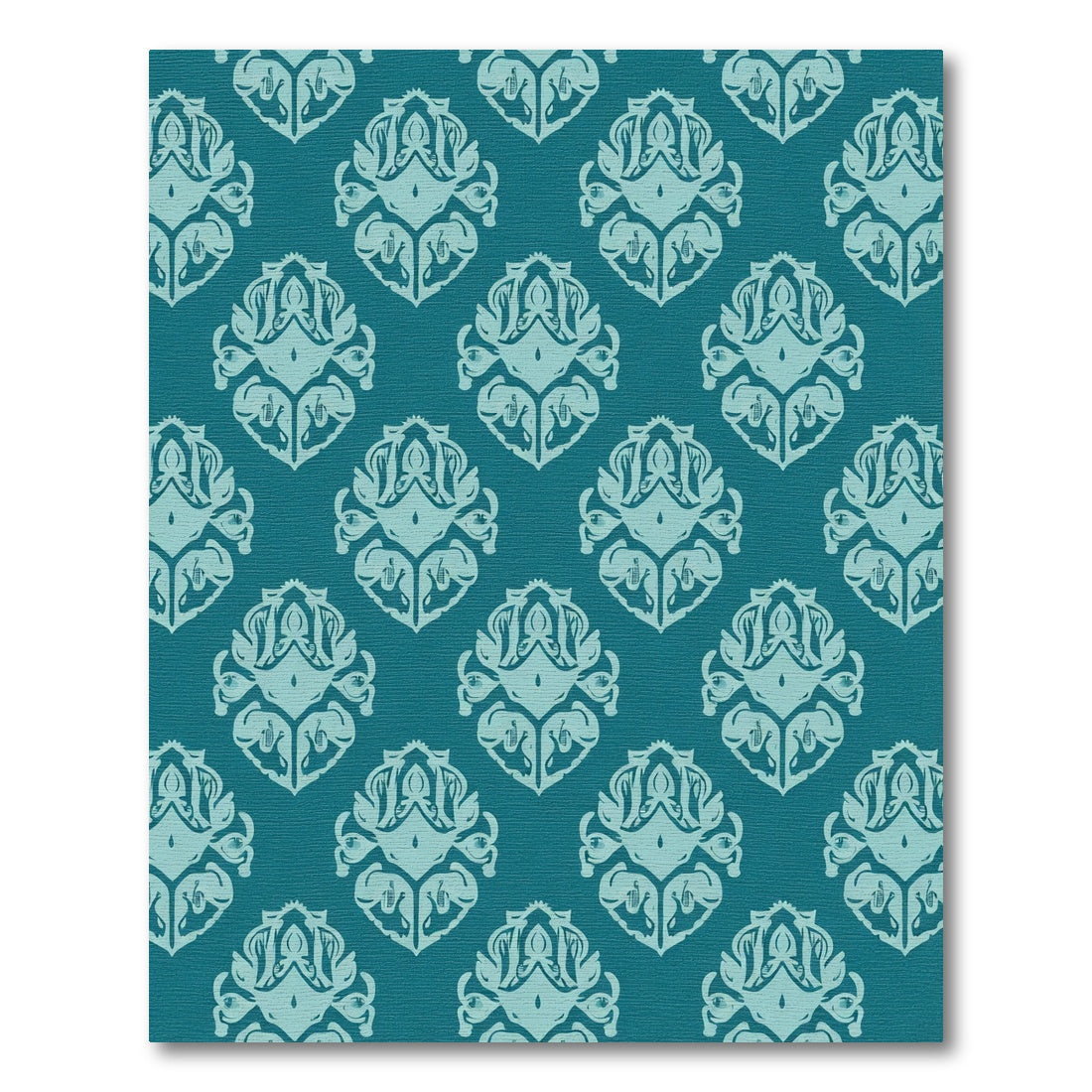 Teal Damask Art Deco Medallion Rug