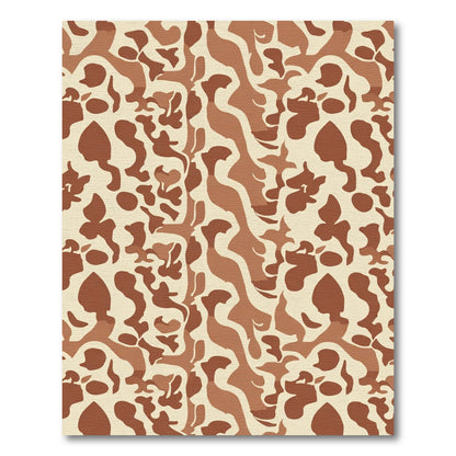 Fawn Brown Abstract Camouflage Squares Rug