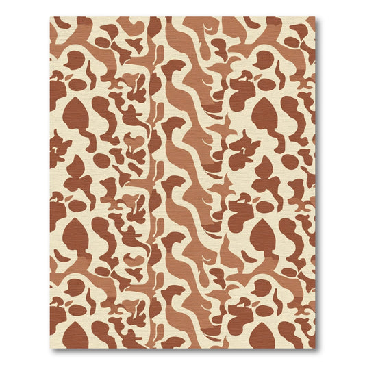 Fawn Brown Abstract Camouflage Squares Rug