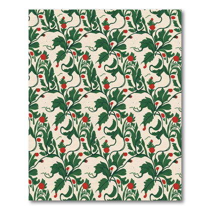 Chic Red Berry Vine Scroll Rug
