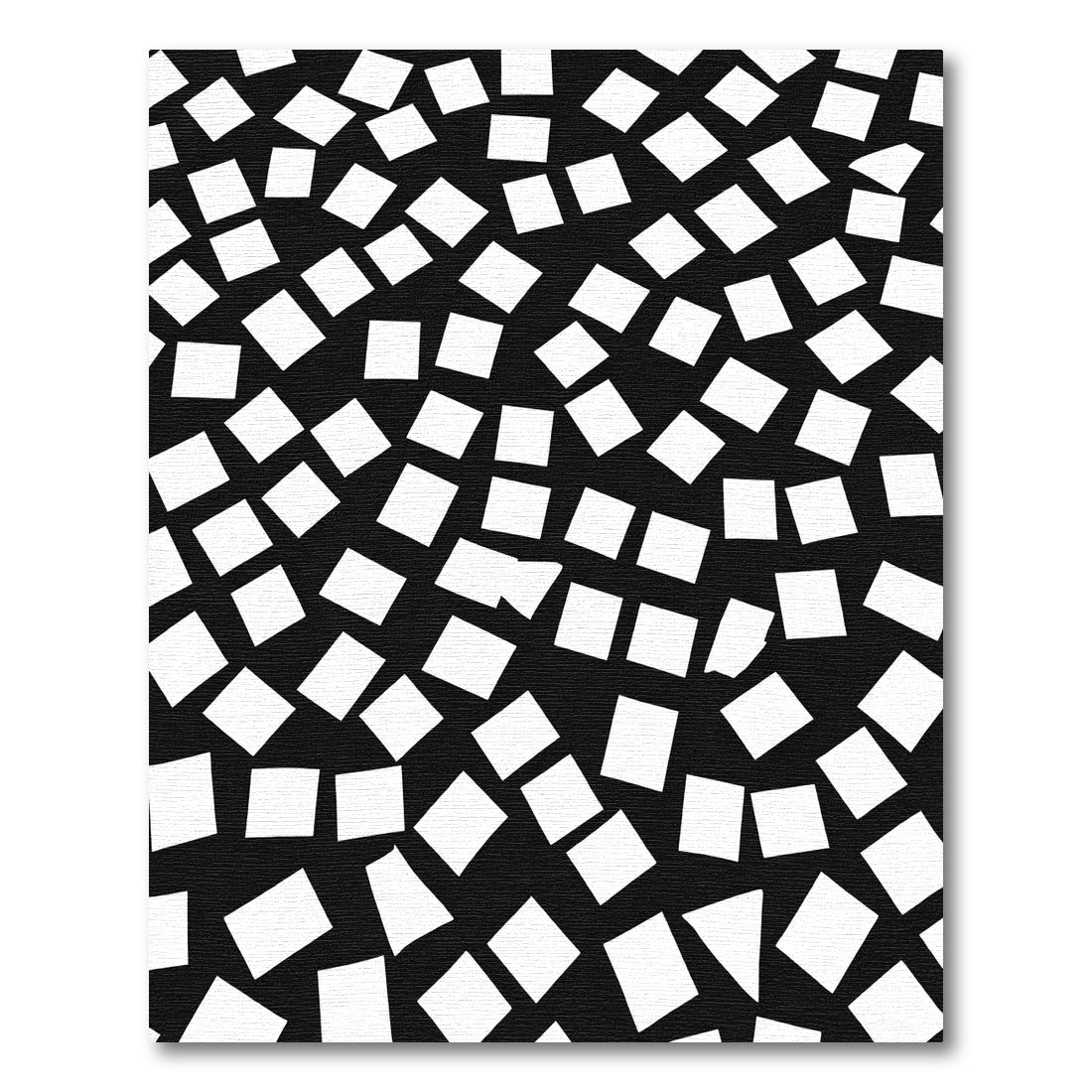 Scattered White Squares Black Background Rug