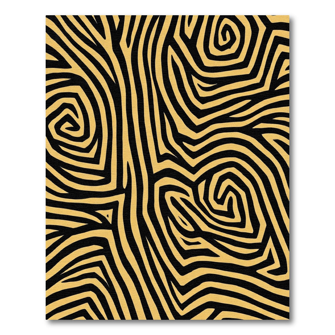 Golden Black Swirling Organic Lines Rug