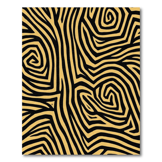 Golden Black Swirling Organic Lines Rug