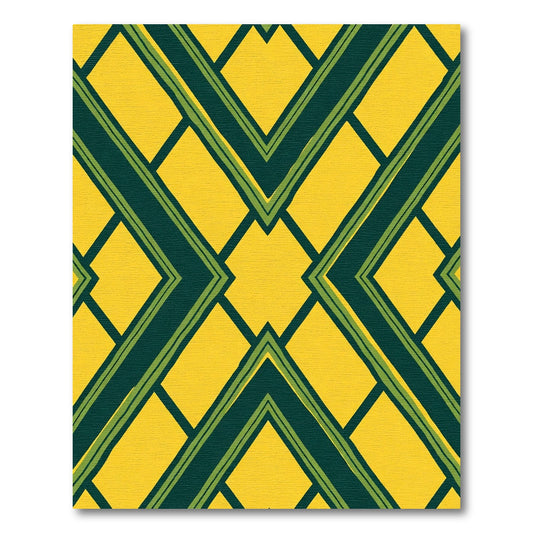 Golden Yellow Geometric Chevron Rug