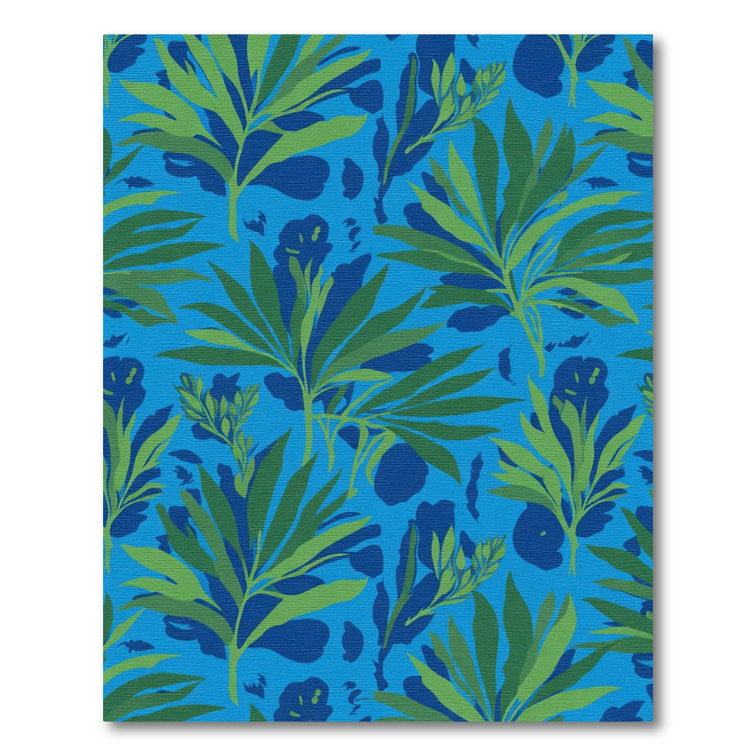 Vibrant Green Foliage on Blue Background Rug