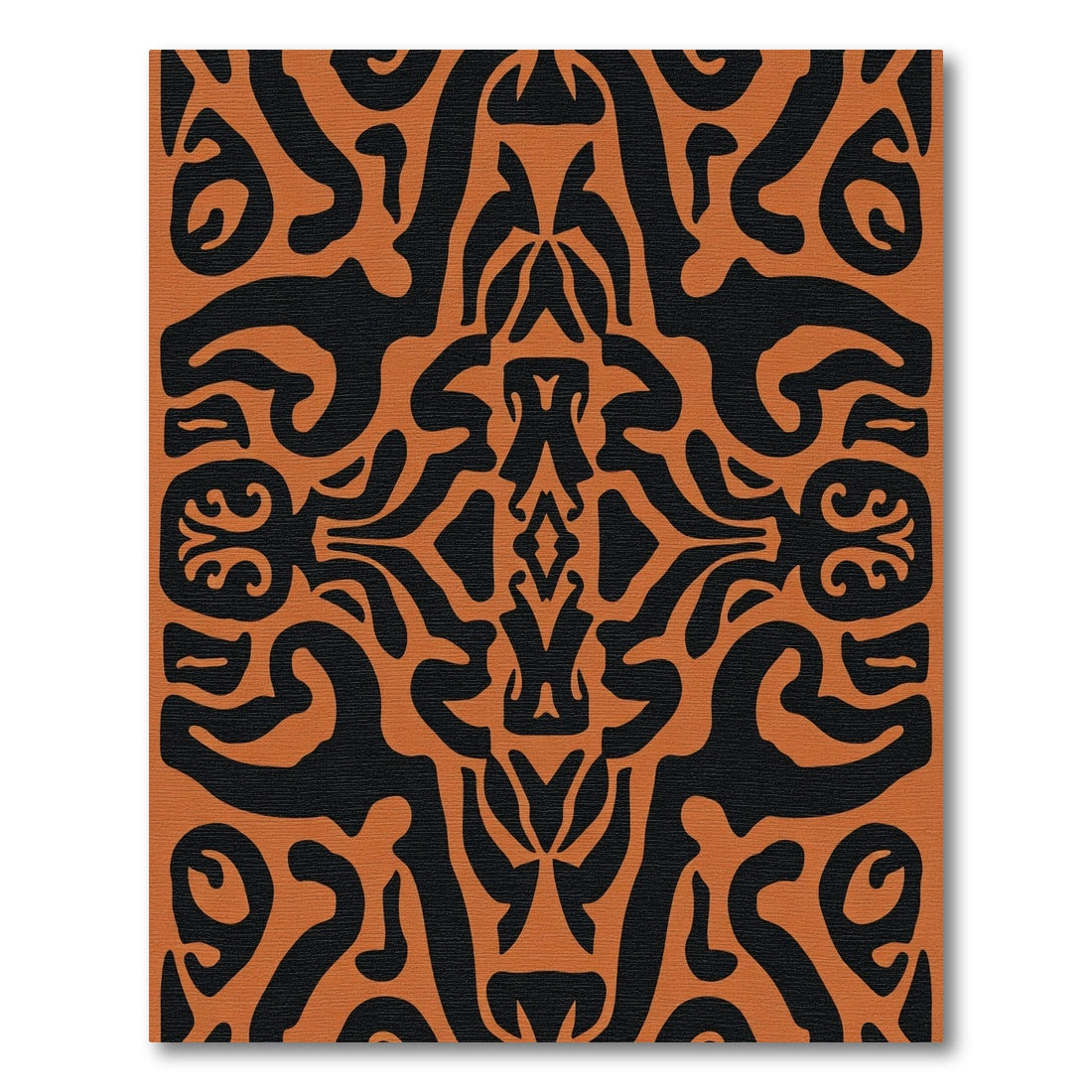 Orange Black Tribal Symmetry Rug