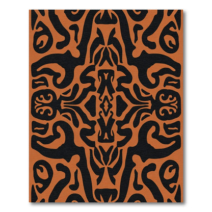 Orange Black Tribal Symmetry Rug