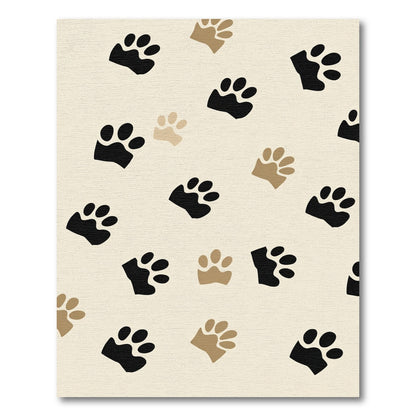 Black Tan Paw Print Repeat Rug