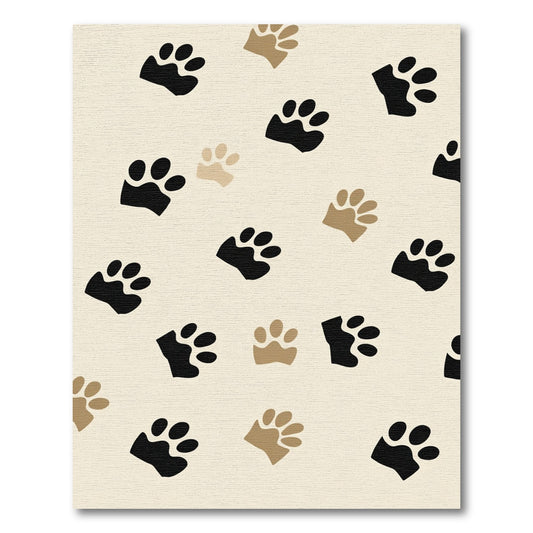 Black Tan Paw Print Repeat Rug