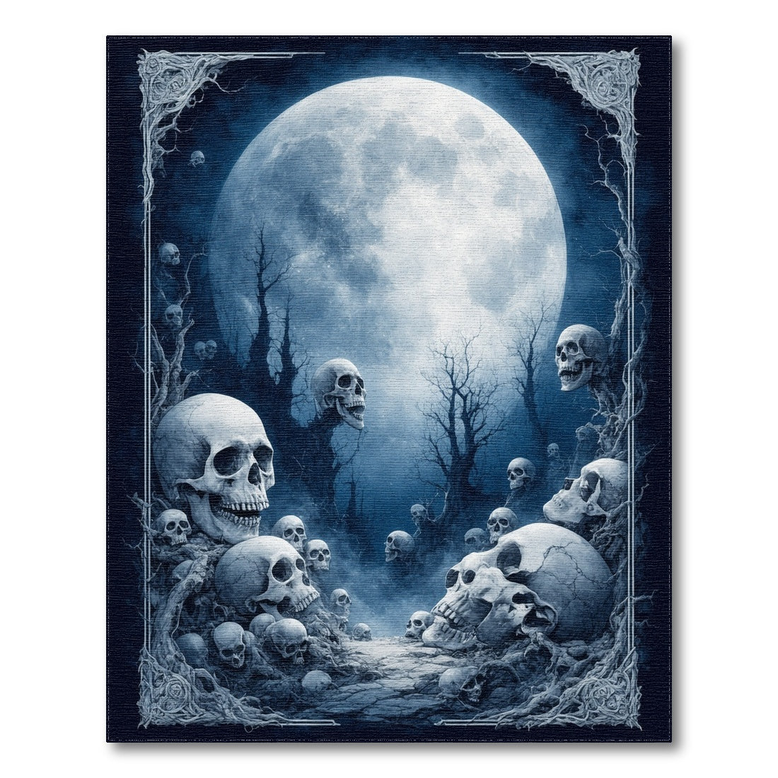 Skull Moon Gothic Area Rug