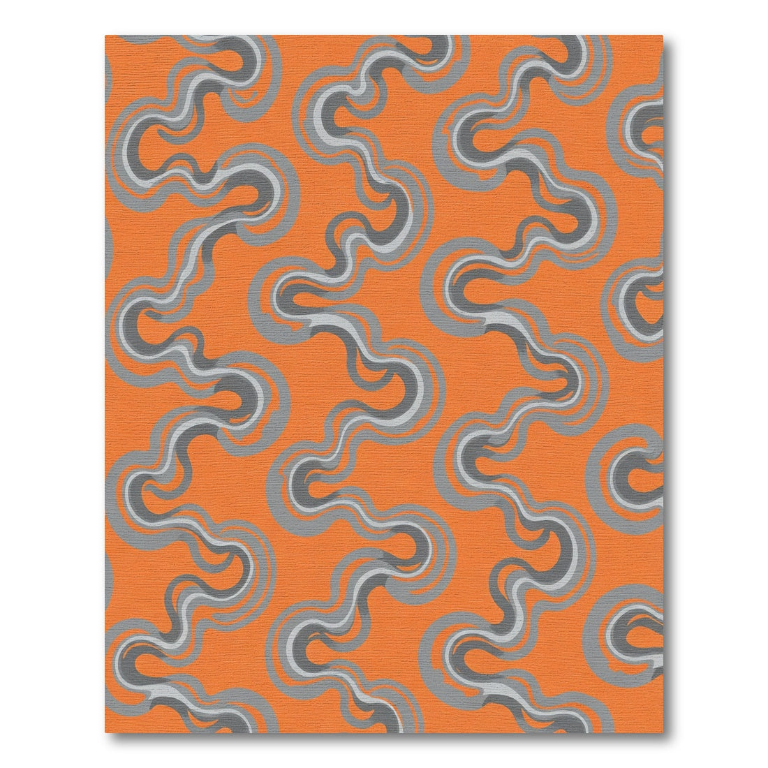 Orange Gray Wavy Ribbon Rug