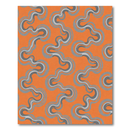 Orange Gray Wavy Ribbon Rug