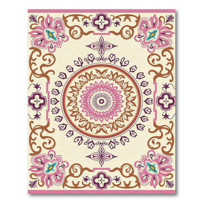 Cream Floral Mandala Medallion Rug