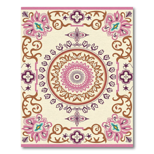 Cream Floral Mandala Medallion Rug