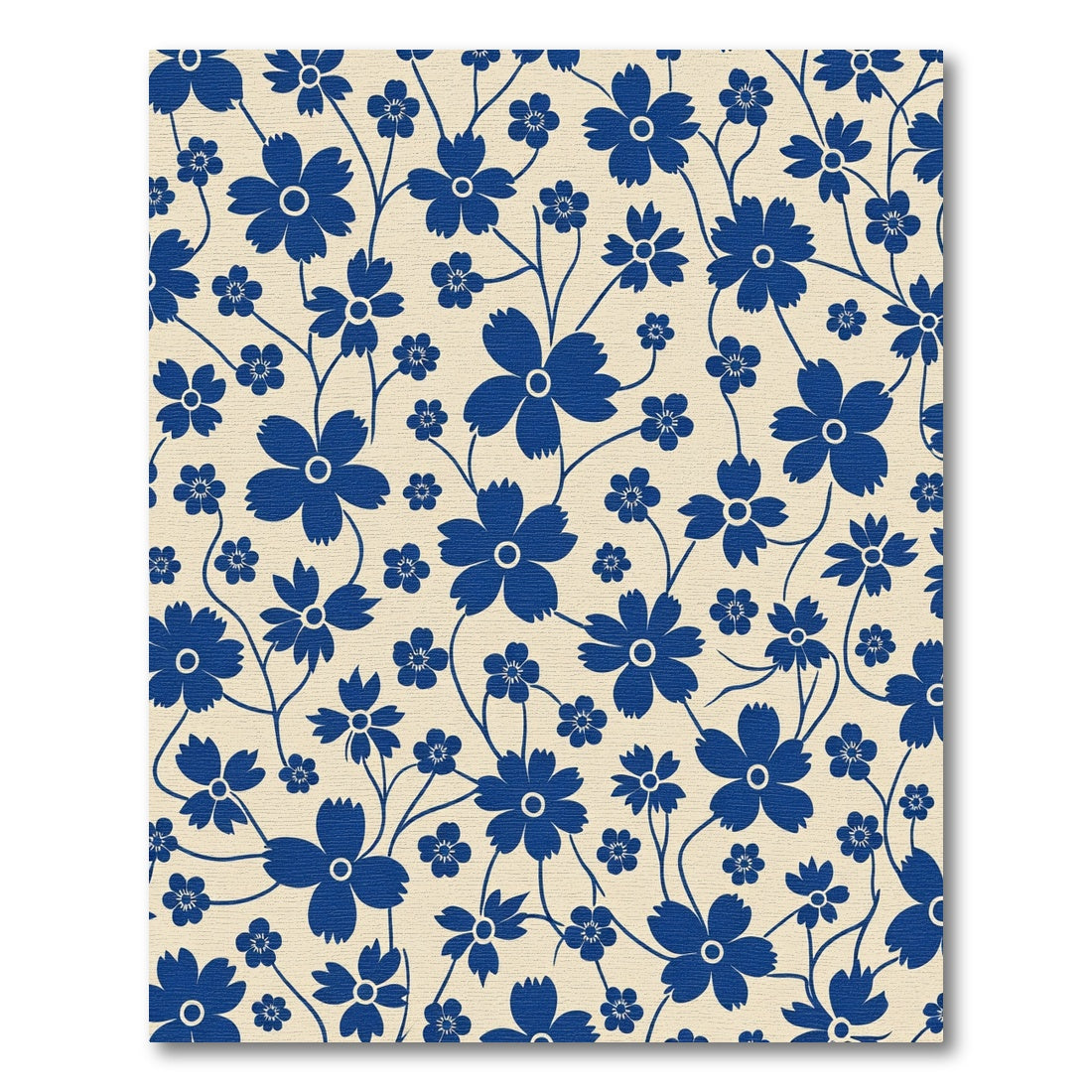 Deep Blue Floral Vine Rug
