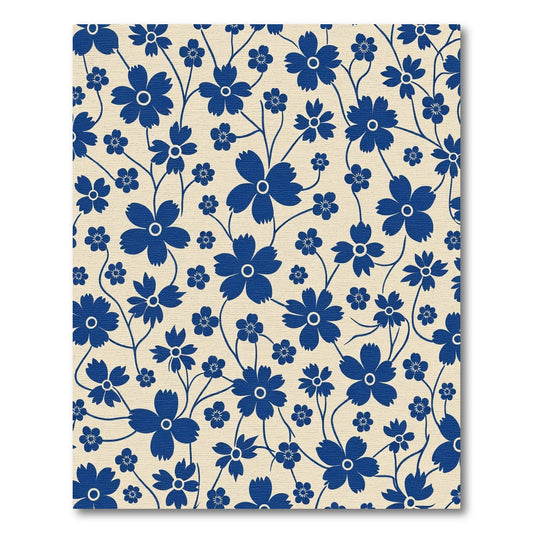 Deep Blue Floral Vine Rug