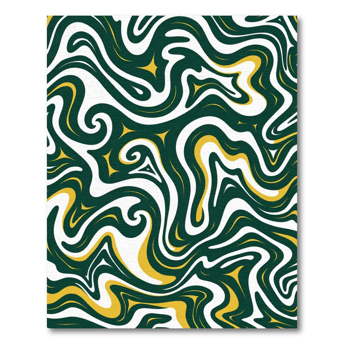 Swirling Emerald White Yellow Abstract Rug