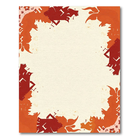 Crimson Orange Organic Shape Border Rug