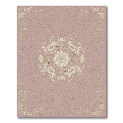 Pink Floral Vintage Area Rug with Medallion