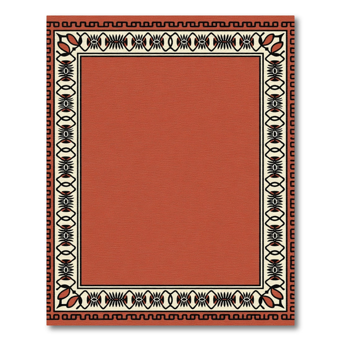 Rustic Terracotta Geometric Border Rug