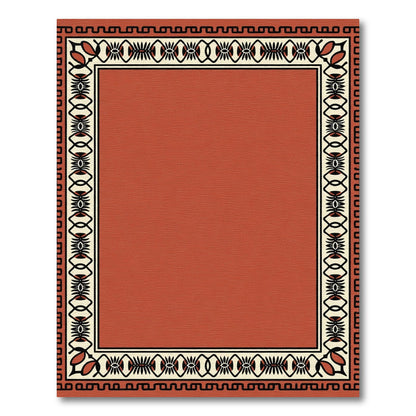 Rustic Terracotta Geometric Border Rug