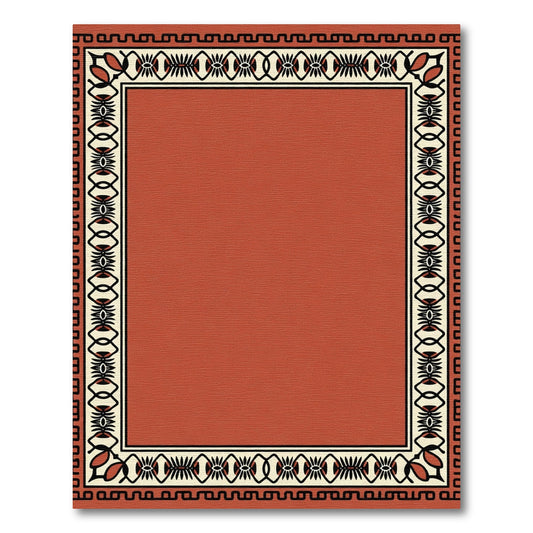 Rustic Terracotta Geometric Border Rug