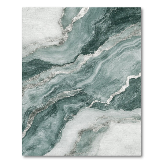 Blue and Teal Marble Swirl Washable Area Rug