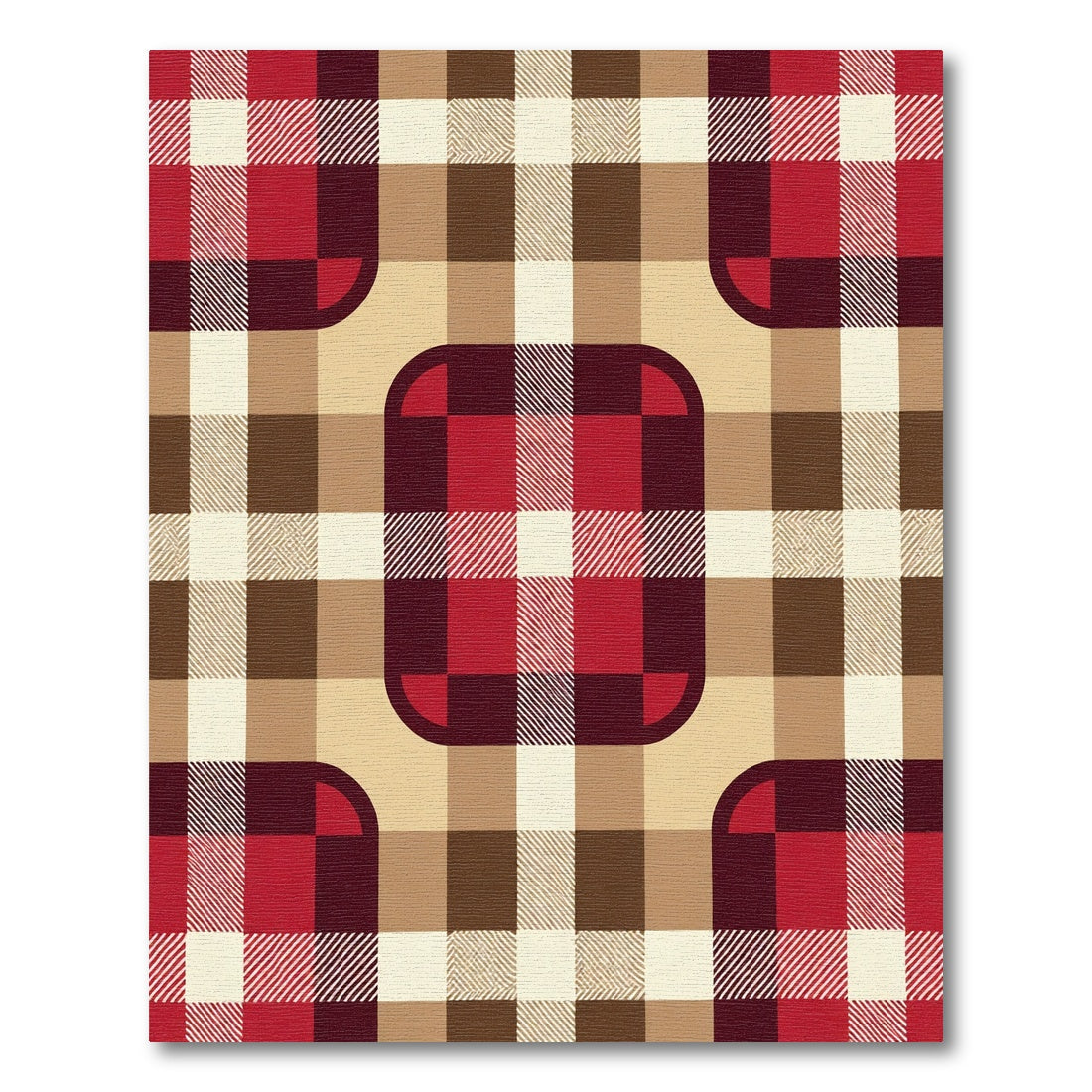 Crimson Brown Buff Plaid Buffalo Check Rug