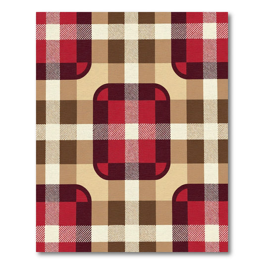 Crimson Brown Buff Plaid Buffalo Check Rug