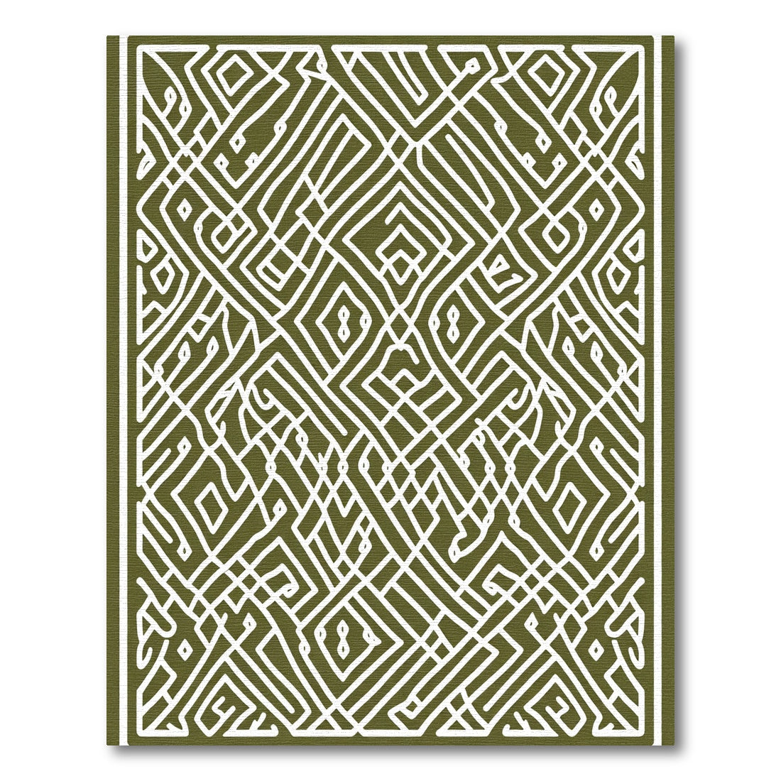 Olive White Geometric Maze Rug
