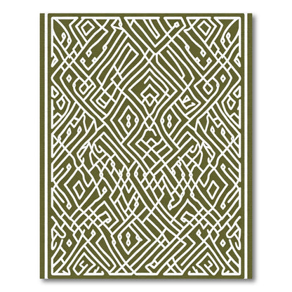 Olive White Geometric Maze Rug