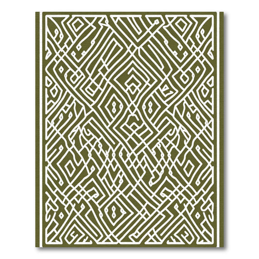 Olive White Geometric Maze Rug