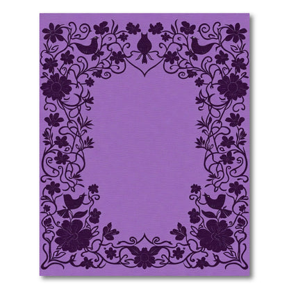 Purple Floral Bird Silhouette Border Rug
