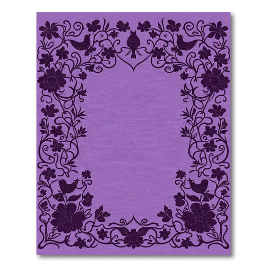 Purple Floral Bird Silhouette Border Rug