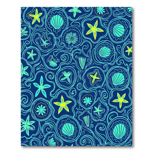 Oceanic Starfish Seashell Swirl Rug