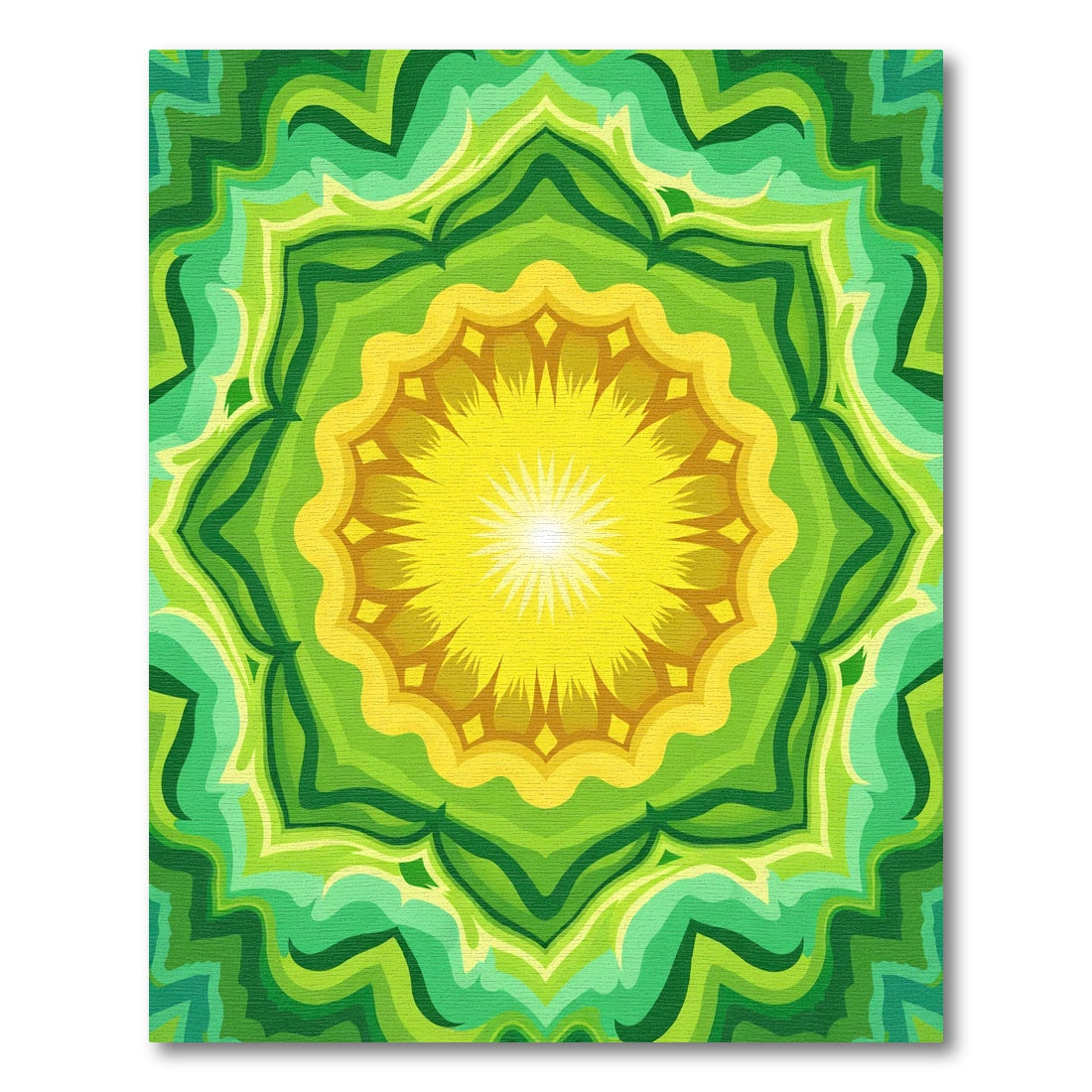 Radiant Yellow Green Sunburst Mandala Rug