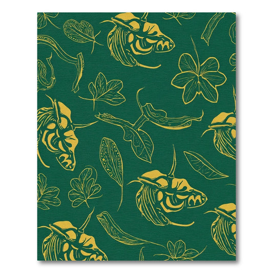 Emerald Green Yellow Leafy Creature Rug