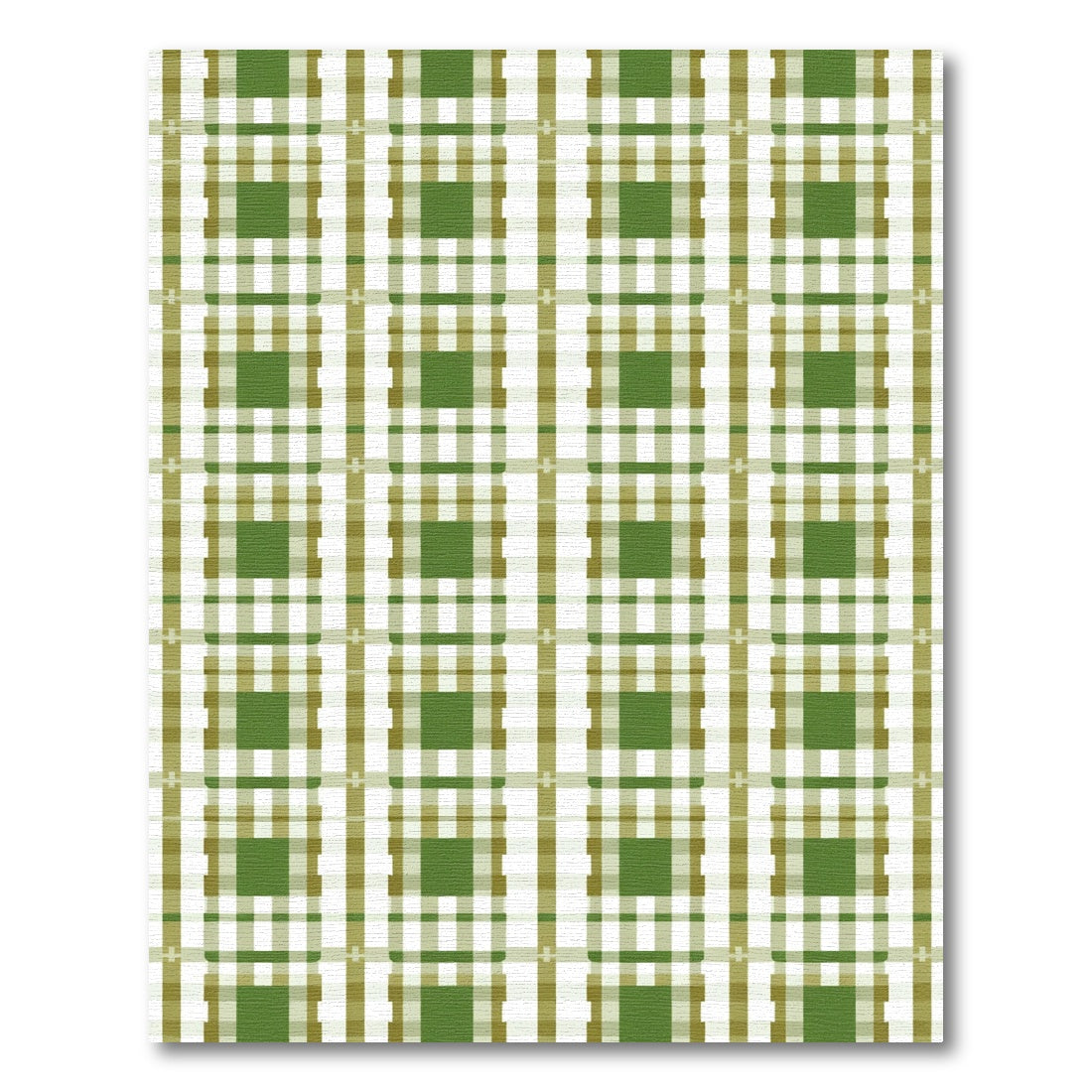 Green Brown White Checkered Plaid Rug