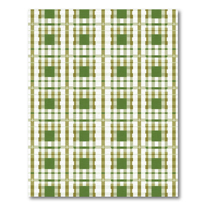 Green Brown White Checkered Plaid Rug