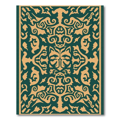 Crimson and Gold Intricate Floral Medallion Rug